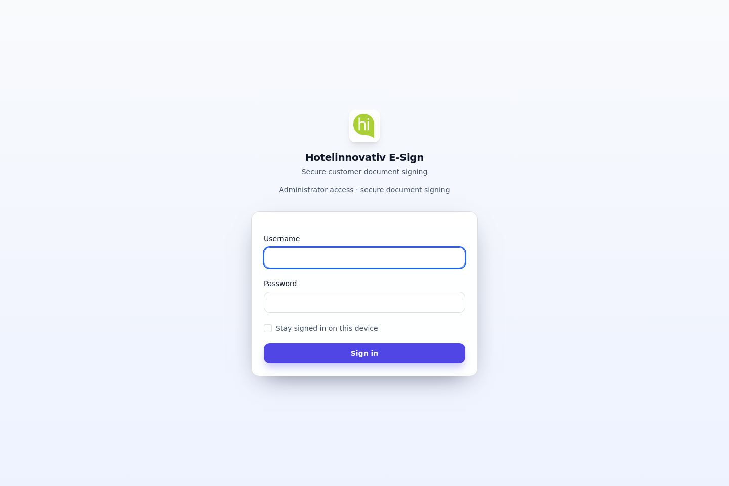 Login page