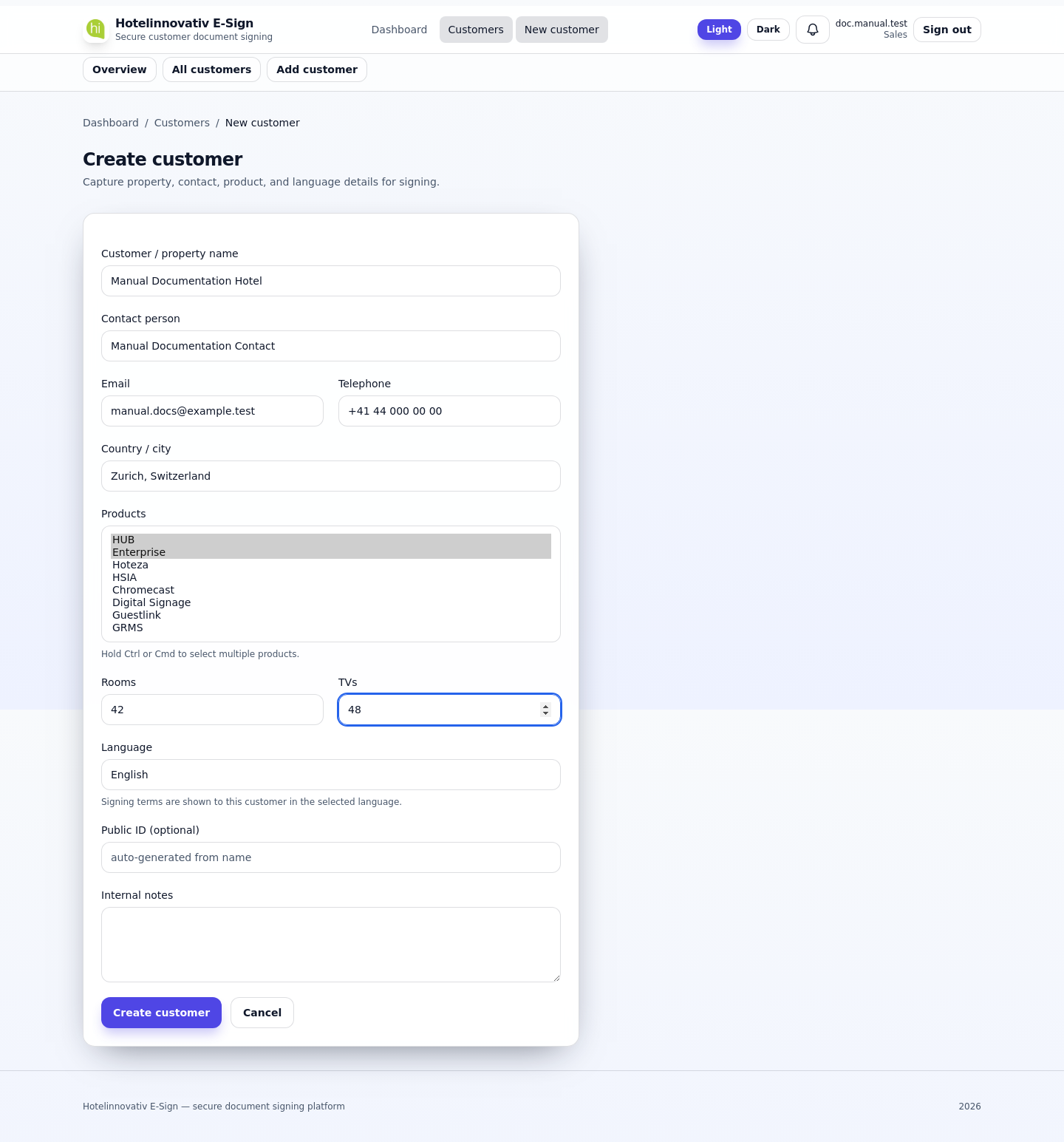 Create customer