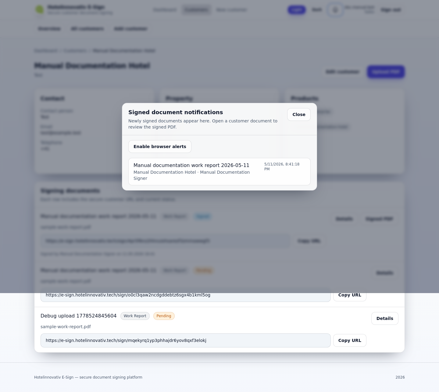 Notifications modal